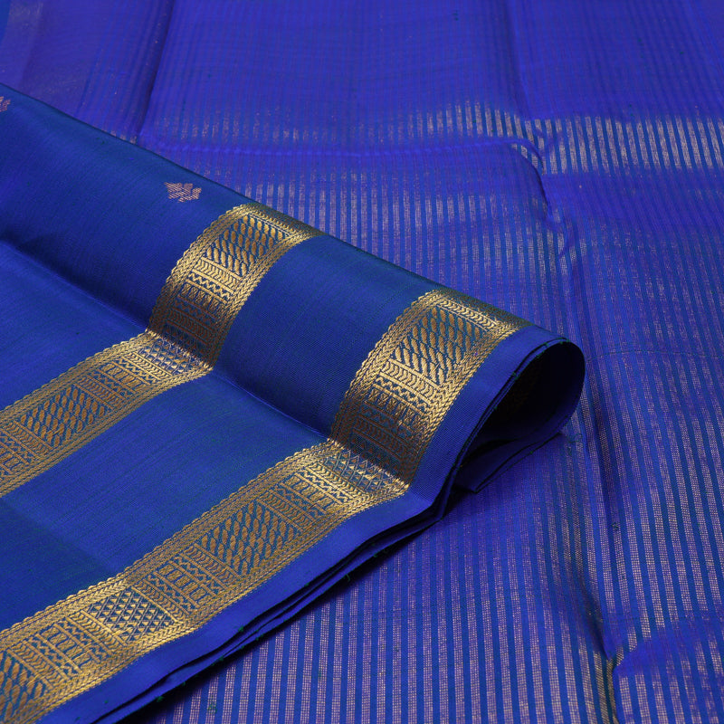 Hayagrivas Handloom Peacock Blue Kanjivaram Silk Saree KBE1335J10-1