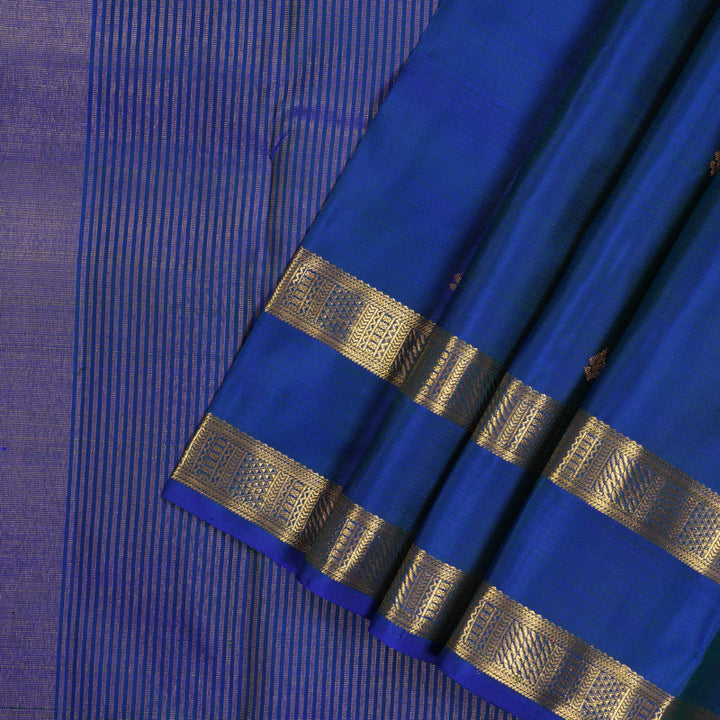 Hayagrivas Handloom Peacock Blue Kanjivaram Silk Saree KBE1335J10-1