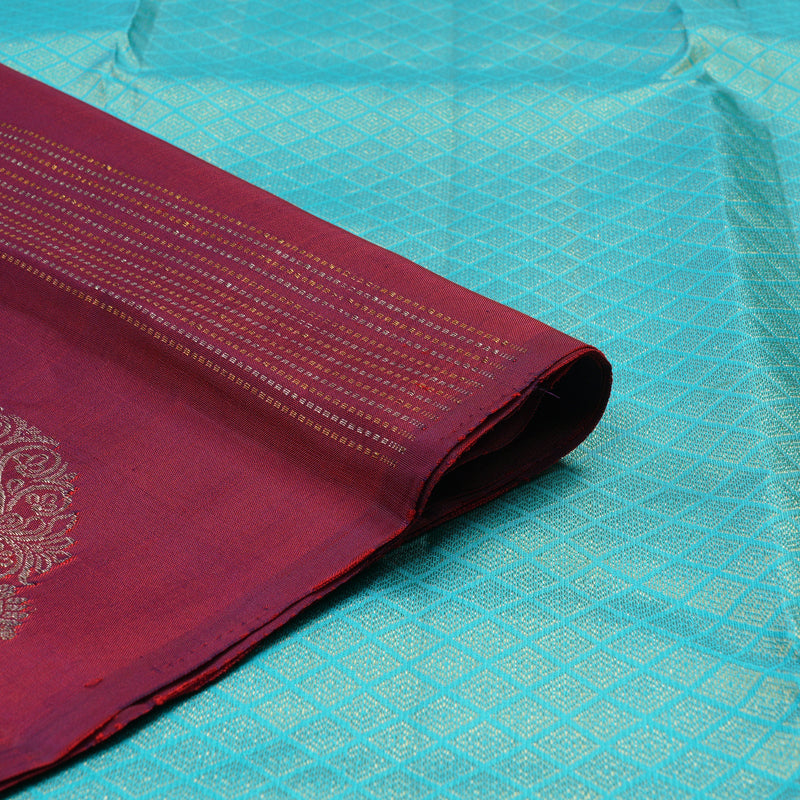 Hayagrivas Handloom Wine Maroon Kanjivaram Silk Saree KBE1335J11-2
