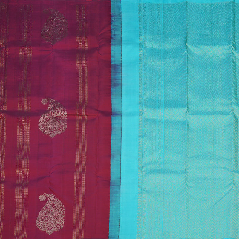 Hayagrivas Handloom Wine Maroon Kanjivaram Silk Saree KBE1335J11-2