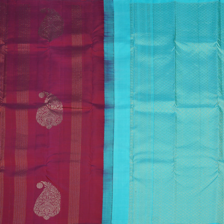 Hayagrivas Handloom Wine Maroon Kanjivaram Silk Saree KBE1335J11-2