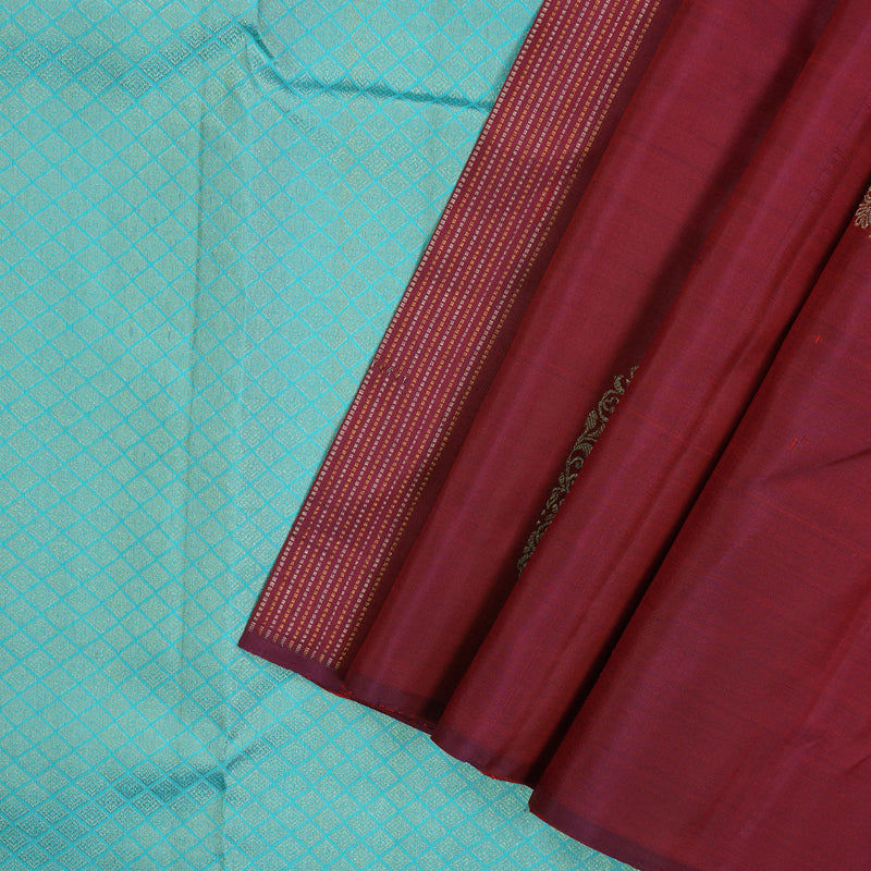 Hayagrivas Handloom Wine Maroon Kanjivaram Silk Saree KBE1335J11-2