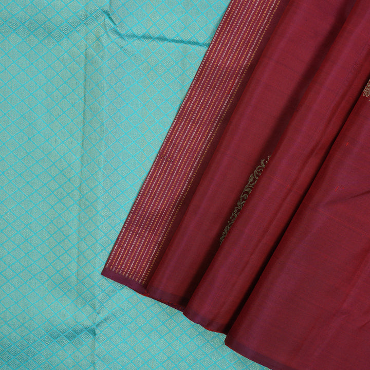 Hayagrivas Handloom Wine Maroon Kanjivaram Silk Saree KBE1335J11-2
