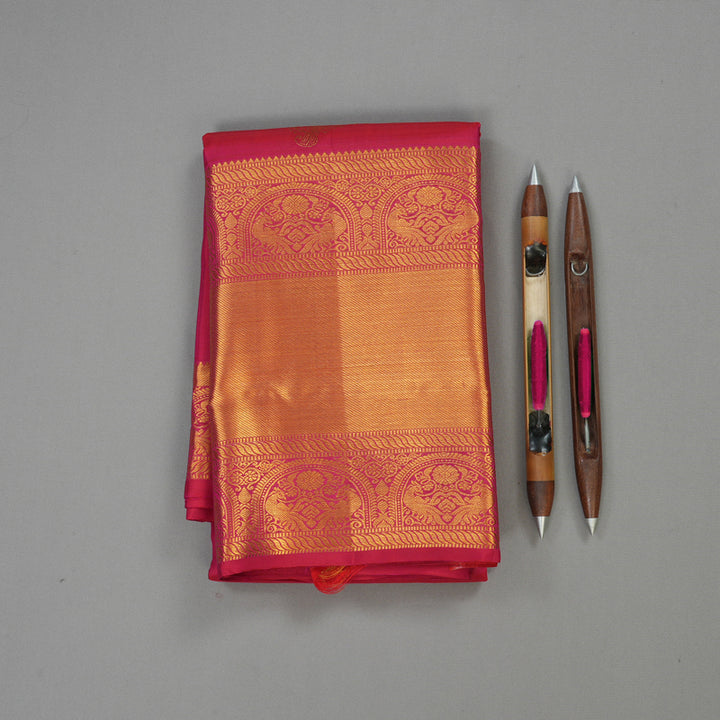 Hayagrivas Handloom Rani Pink Kanjivaram Silk Saree KBE1335J12-6