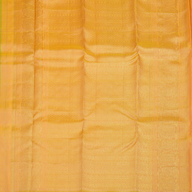 Hayagrivas Handloom Yellow, Green & Peach Stripes Kanjivaram Silk Saree KBE1335J14-4