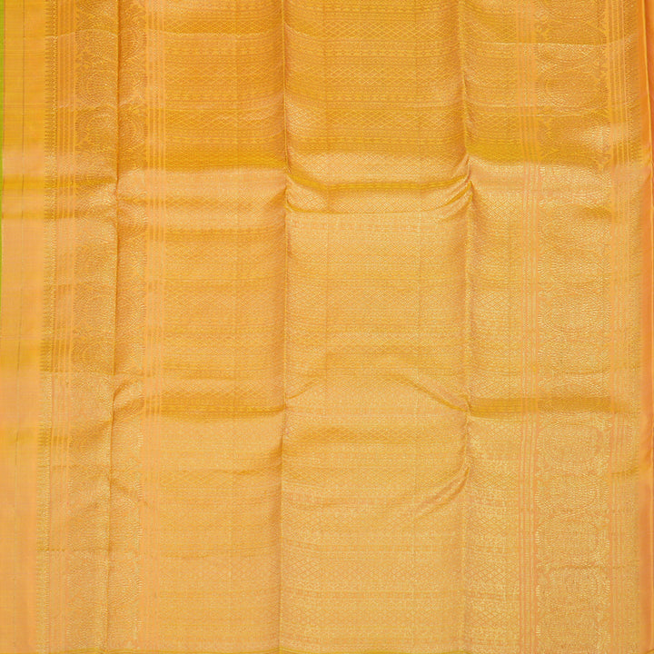 Hayagrivas Handloom Yellow, Green & Peach Stripes Kanjivaram Silk Saree KBE1335J14-4