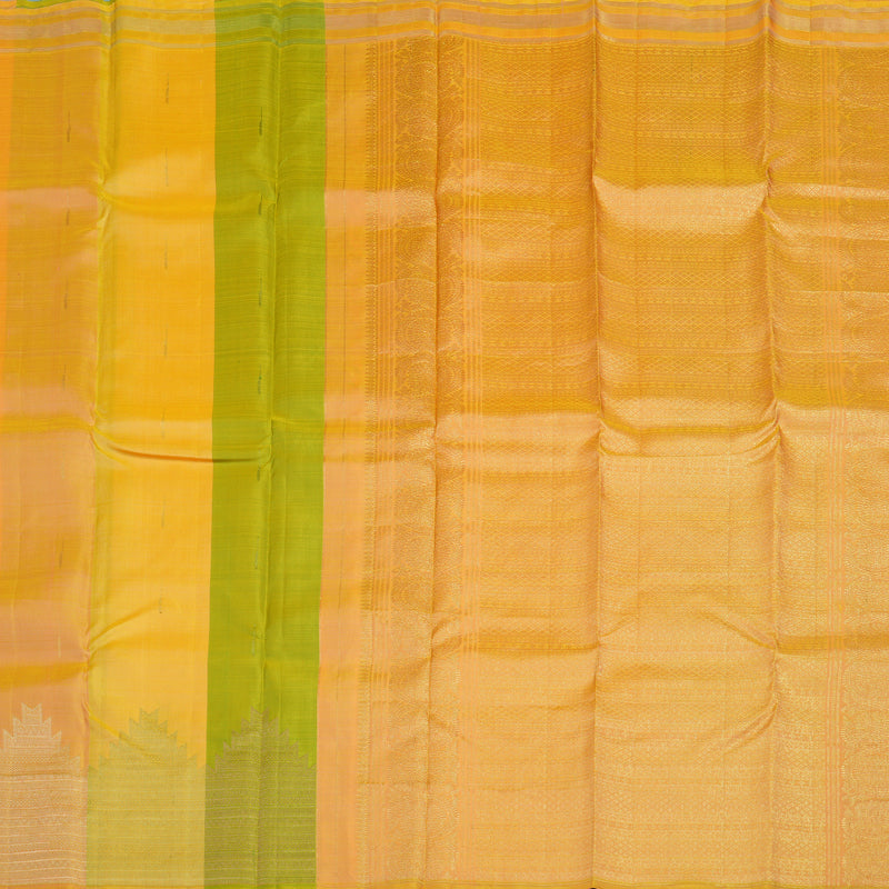 Hayagrivas Handloom Yellow, Green & Peach Stripes Kanjivaram Silk Saree KBE1335J14-4