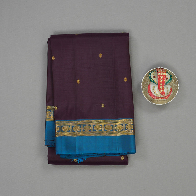 Hayagrivas Handloom Nagapazham Kanjivaram Silk Saree with Rama Blue Border KBE1335J3-3