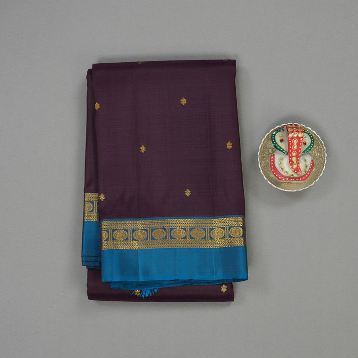Hayagrivas Handloom Nagapazham Kanjivaram Silk Saree with Rama Blue Border KBE1335J3-3