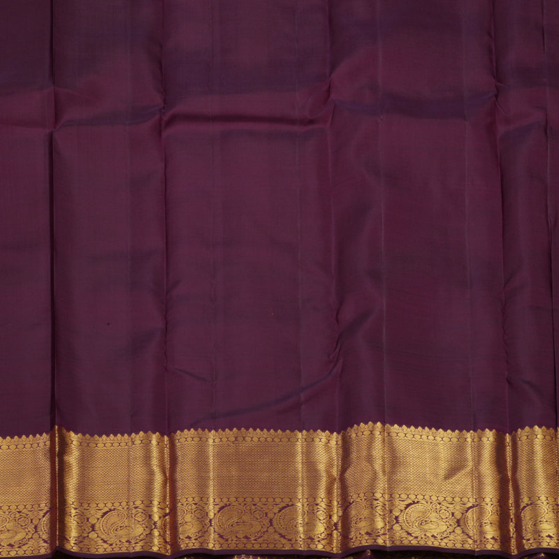 Hayagrivas Handloom Mehandi Green Kanjivaram Silk Saree with Deep Violet Border KBE1335J8-15