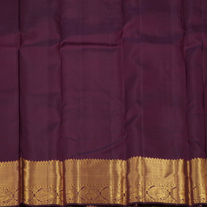 Hayagrivas Handloom Mehandi Green Kanjivaram Silk Saree with Deep Violet Border KBE1335J8-15