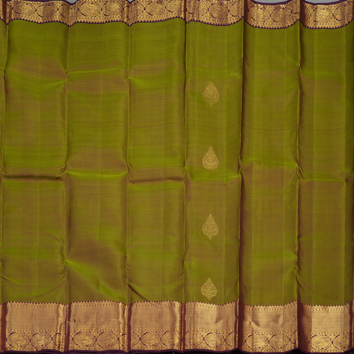 Hayagrivas Handloom Mehandi Green Kanjivaram Silk Saree with Deep Violet Border KBE1335J8-15