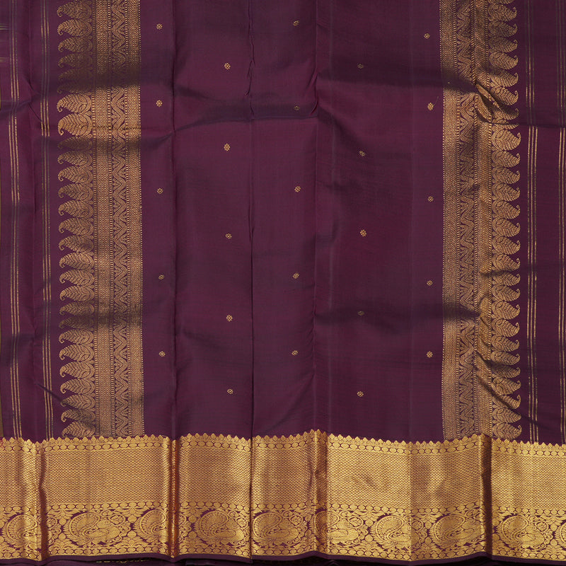 Hayagrivas Handloom Mehandi Green Kanjivaram Silk Saree with Deep Violet Border KBE1335J8-15