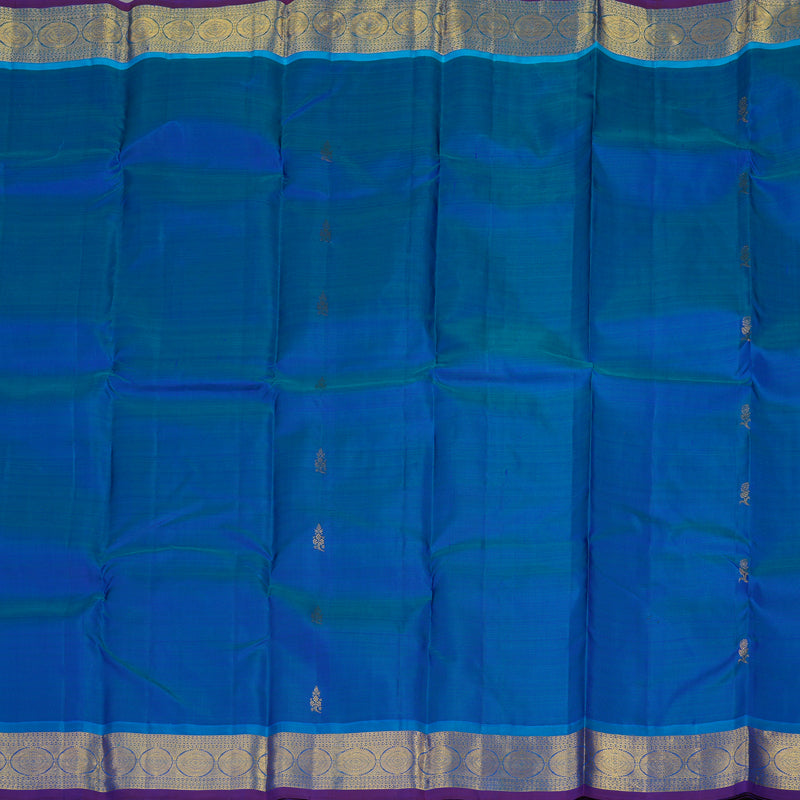 Hayagrivas Handloom Peacock Blue Kanjivaram Silk Saree with Blue Border KBE1335J8-20