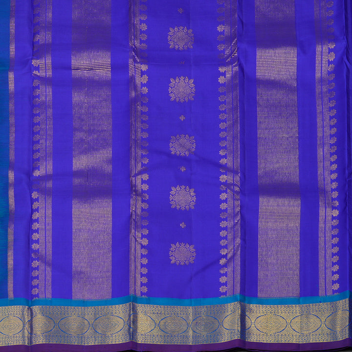 Hayagrivas Handloom Peacock Blue Kanjivaram Silk Saree with Blue Border KBE1335J8-20