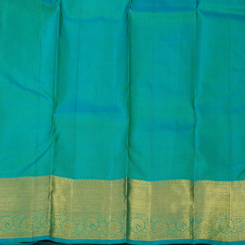 Hayagrivas Handloom Lime Green Kanjivaram Silk Saree with Teal Border KBE1335J8-27