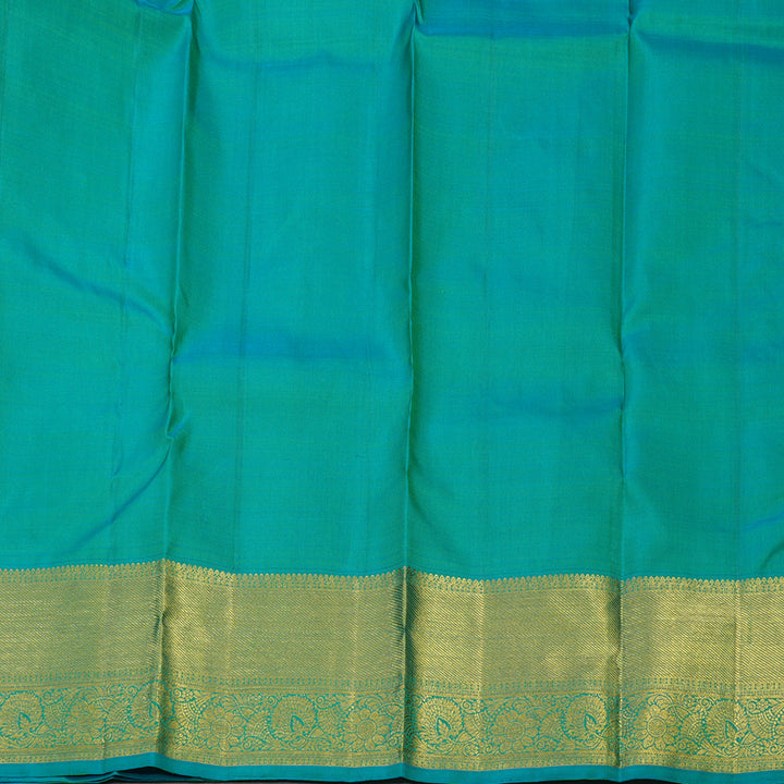 Hayagrivas Handloom Lime Green Kanjivaram Silk Saree with Teal Border KBE1335J8-27