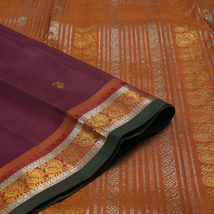 Hayagrivas Handloom Deep Maroon Kanjivaram Silk Saree with Rust Orange Border KBE1335J8-29
