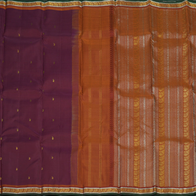 Hayagrivas Handloom Deep Maroon Kanjivaram Silk Saree with Rust Orange Border KBE1335J8-29