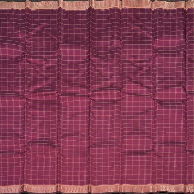 Hayagrivas Handloom Magenta Kanjivaram Silk Saree with Peach Border KBE1335J9-2
