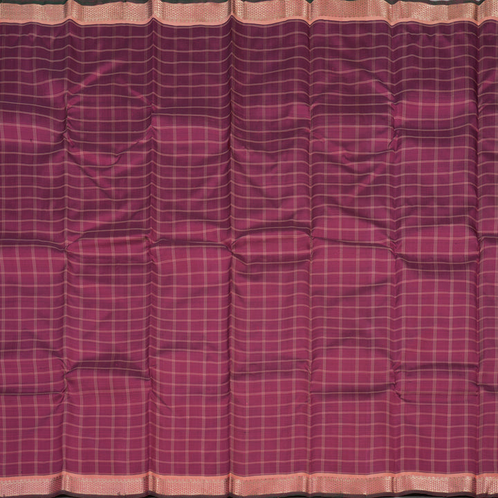 Hayagrivas Handloom Magenta Kanjivaram Silk Saree with Peach Border KBE1335J9-2