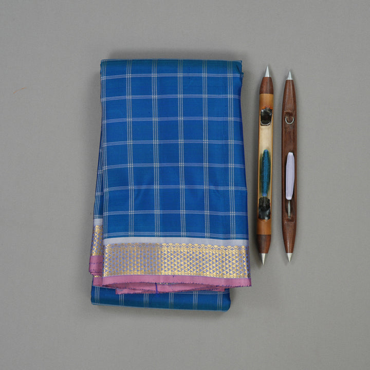 Hayagrivas Handloom Peacock Blue Kanjivaram Silk Saree with Powder Blue Border KBE1335J9-4