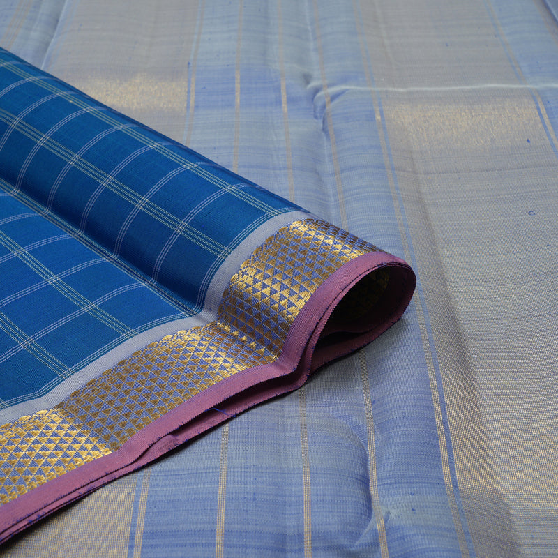 Hayagrivas Handloom Peacock Blue Kanjivaram Silk Saree with Powder Blue Border KBE1335J9-4