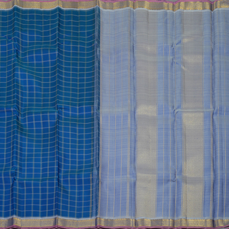 Hayagrivas Handloom Peacock Blue Kanjivaram Silk Saree with Powder Blue Border KBE1335J9-4
