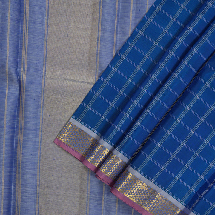 Hayagrivas Handloom Peacock Blue Kanjivaram Silk Saree with Powder Blue Border KBE1335J9-4