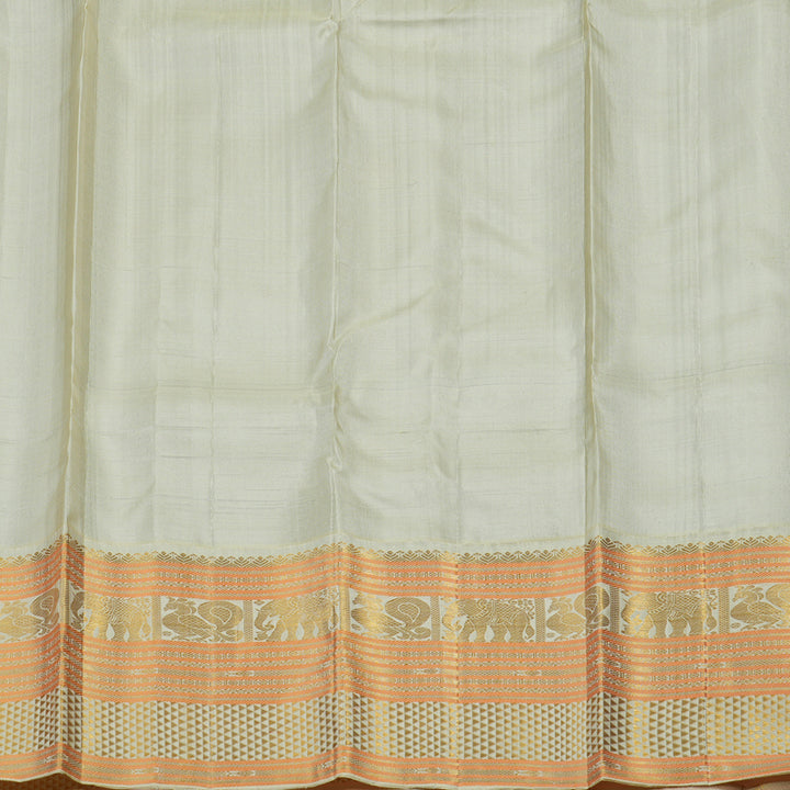 Hayagrivas Handloom Royal Blue Kanjivaram Silk Saree with Ivory Border KBE1336J13-1