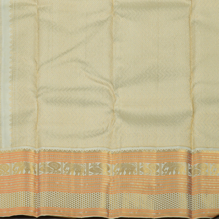 Hayagrivas Handloom Royal Blue Kanjivaram Silk Saree with Ivory Border KBE1336J13-1