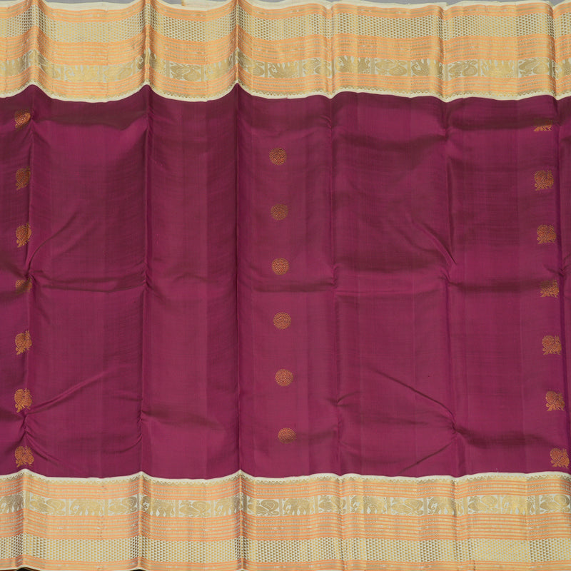 Hayagrivas Handloom Wine Kanjivaram Silk Saree with Cream border KBE1336J14-1
