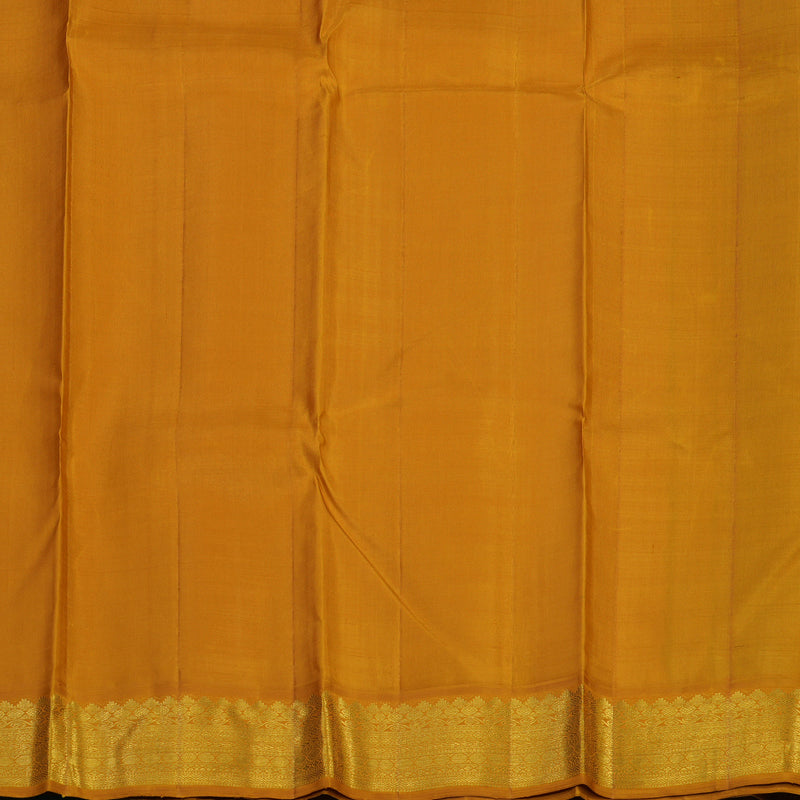 Hayagrivas Handloom Dark Indigo Blue Kanjivaram Silk Saree with Mustard Yellow Border KBE1336J4-1