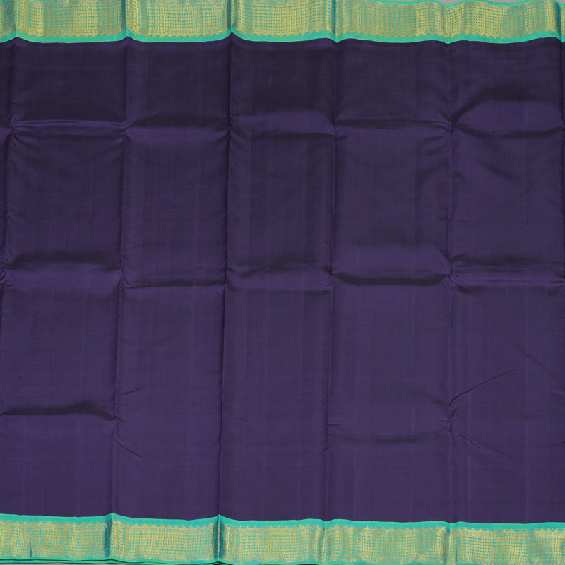 Hayagrivas Handloom Deep Purple Kanjivaram Silk Saree with Sea Green Border KBE1336J5-1