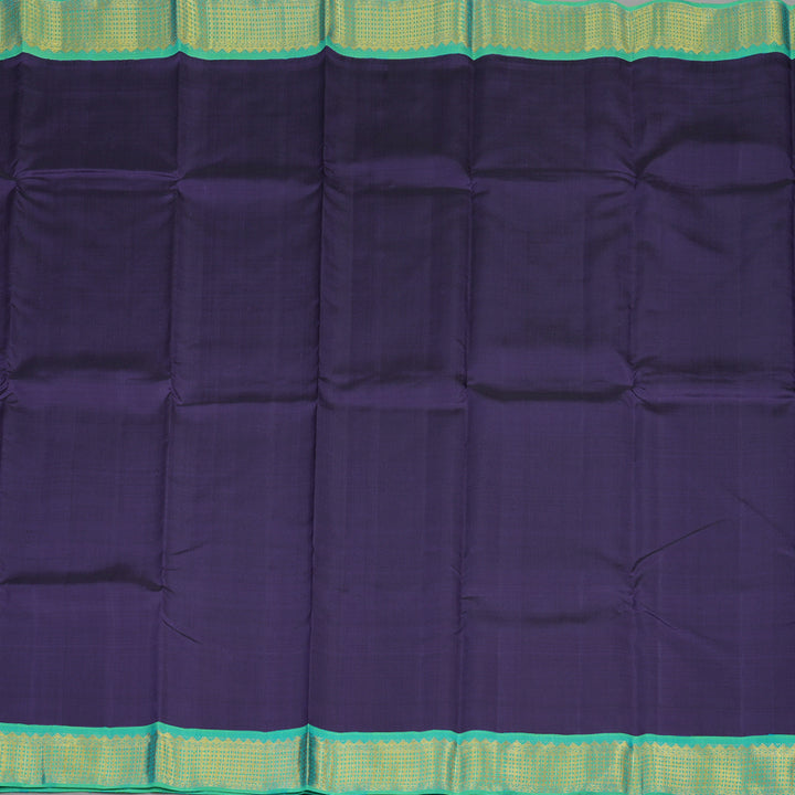 Hayagrivas Handloom Deep Purple Kanjivaram Silk Saree with Sea Green Border KBE1336J5-1