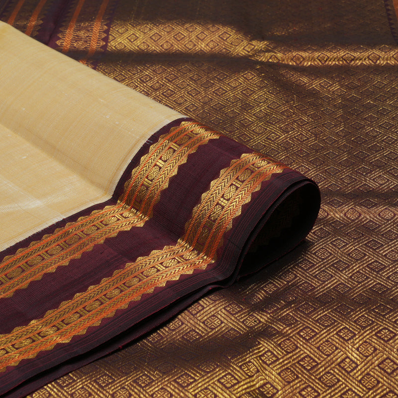 Hayagrivas Handloom Sandal Kanjivaram Silk Saree with Ganga Jamuna border KBE1336J6-1