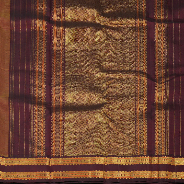 Hayagrivas Handloom Sandal Kanjivaram Silk Saree with Ganga Jamuna border KBE1336J6-1