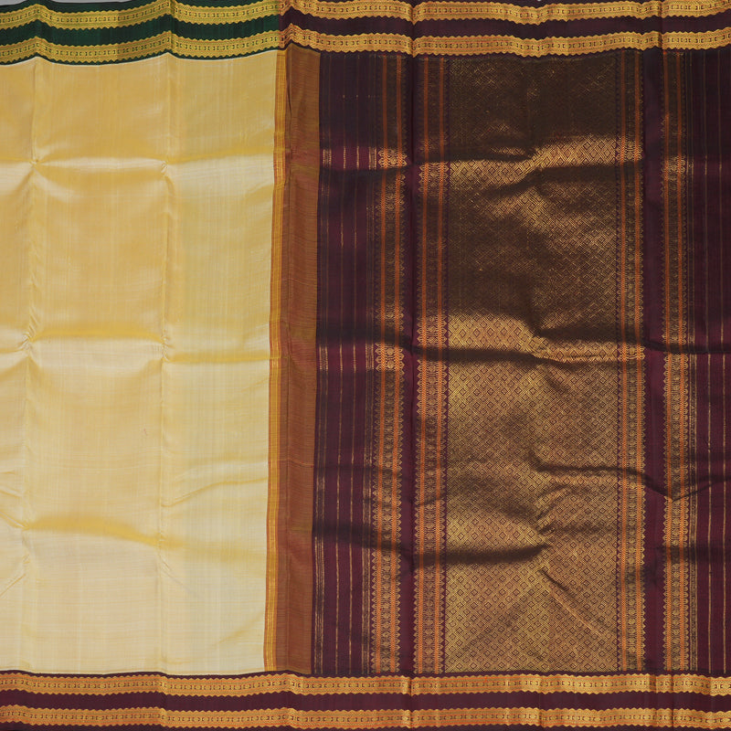 Hayagrivas Handloom Sandal Kanjivaram Silk Saree with Ganga Jamuna border KBE1336J6-1