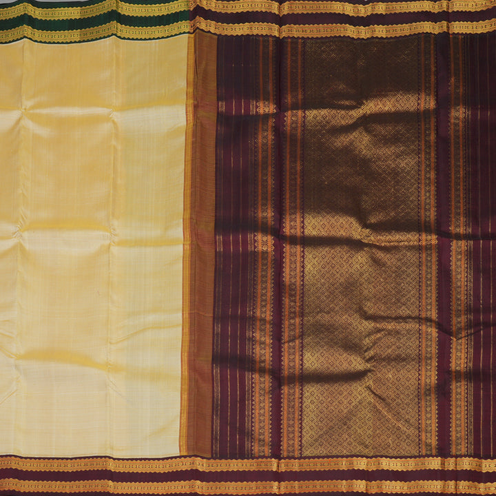 Hayagrivas Handloom Sandal Kanjivaram Silk Saree with Ganga Jamuna border KBE1336J6-1