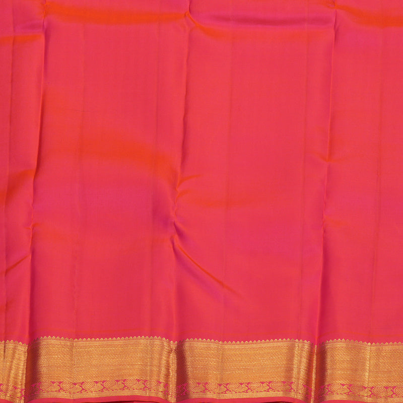 Hayagrivas Handloom Yellow Kanjivaram Silk Saree with Pinkish Orange Border KBE1337J10-5