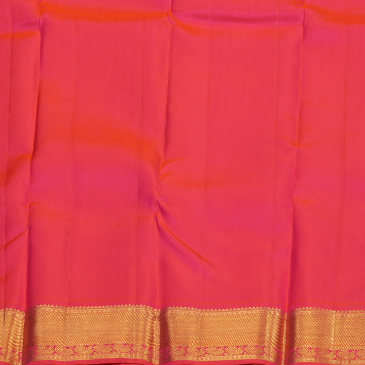 Hayagrivas Handloom Yellow Kanjivaram Silk Saree with Pinkish Orange Border KBE1337J10-5