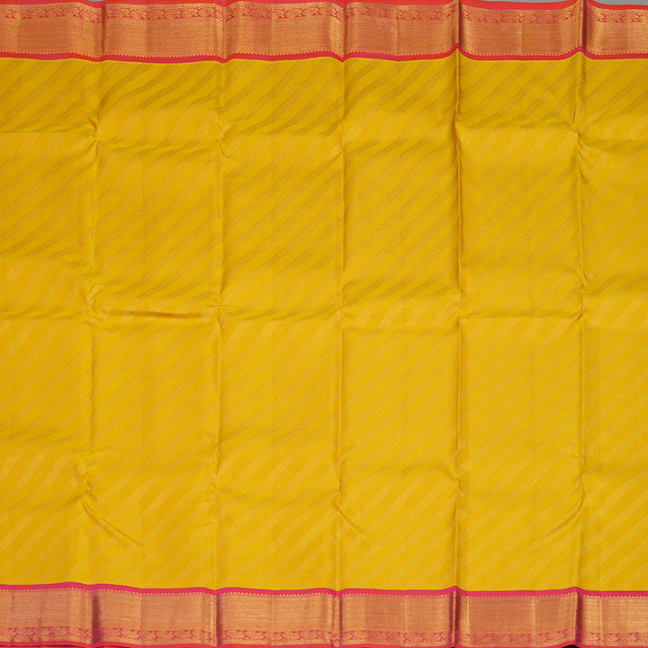 Hayagrivas Handloom Yellow Kanjivaram Silk Saree with Pinkish Orange Border KBE1337J10-5