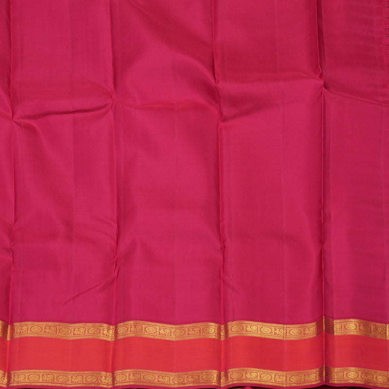 Hayagrivas Handloom Bottle Green Kanjivaram Silk Saree with Orangish Pink Border KBE1337J13-5