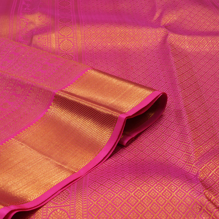 Hayagrivas Handloom Bright Pink Kanjivaram Silk Saree KBE1337J3-2