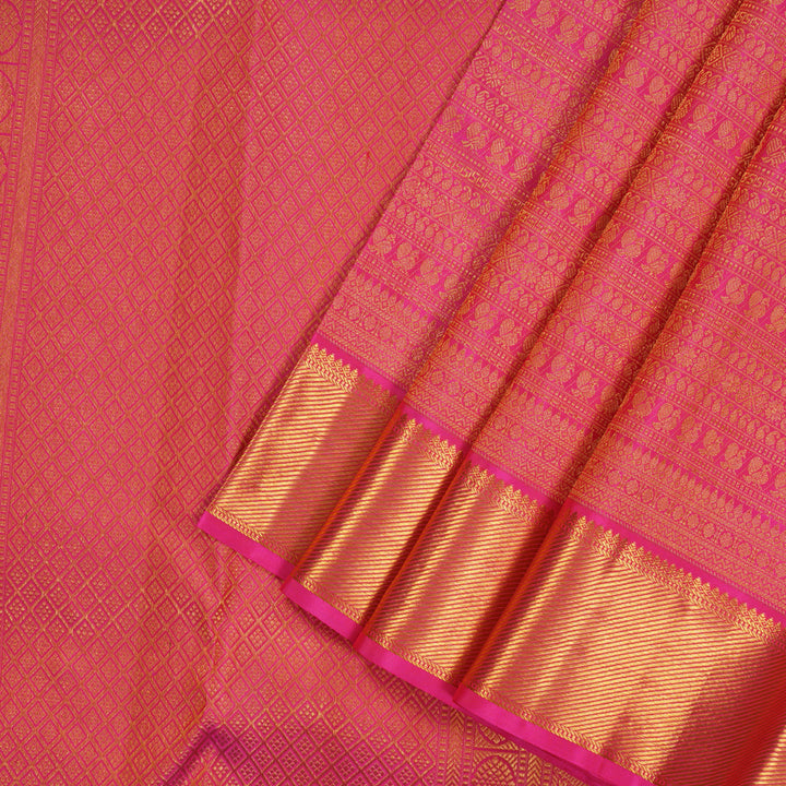 Hayagrivas Handloom Bright Pink Kanjivaram Silk Saree KBE1337J3-2