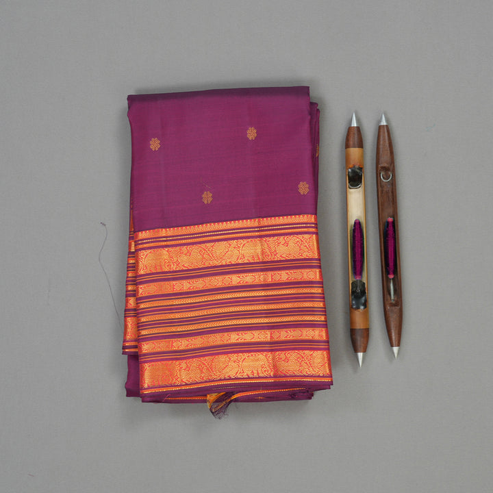 Hayagrivas Handloom Wine Magenta Kanjivaram Silk Saree KBE1337J5-2
