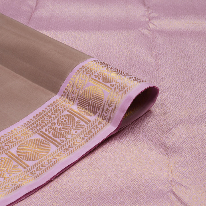 Hayagrivas Handloom Chocolate Brown Kanjivaram Silk Saree with Lavendar Pink Border KBE1338J3-2