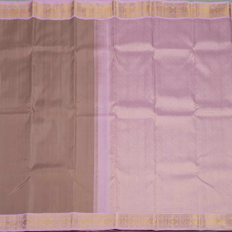 Hayagrivas Handloom Chocolate Brown Kanjivaram Silk Saree with Lavendar Pink Border KBE1338J3-2