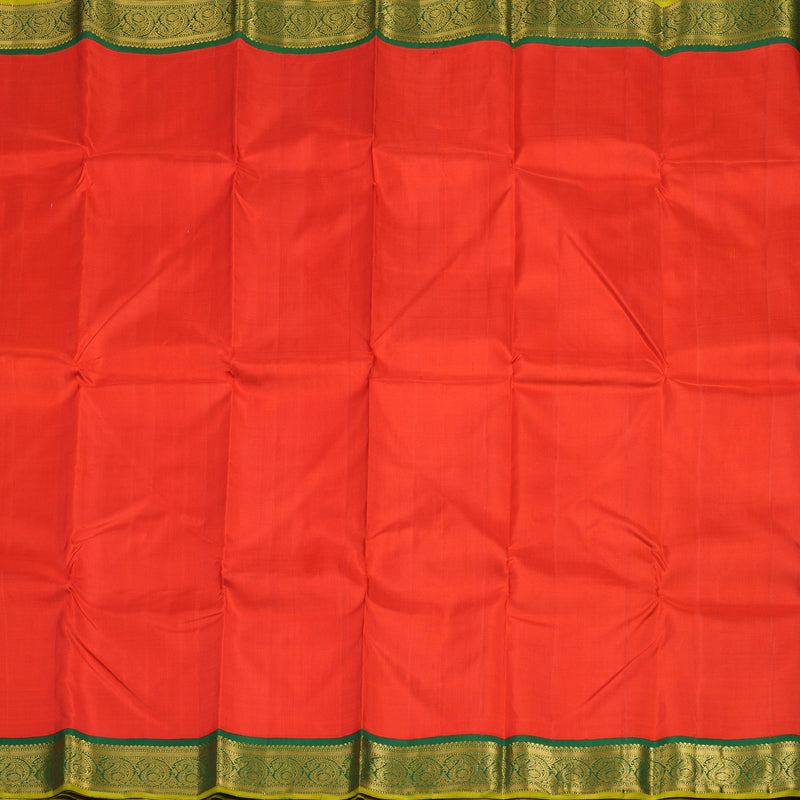 Hayagrivas Handloom Red Kanjivaram Silk Saree with Dark Green Border KBE1338J3-1