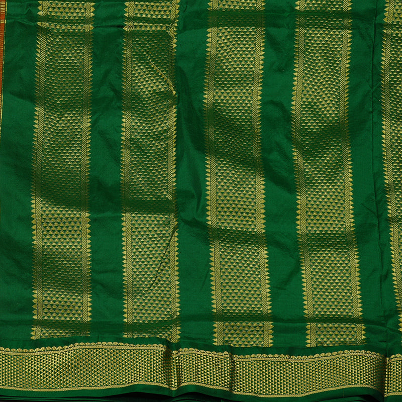 Hayagrivas Mango Yellow Handloom Kanjivaram Teb Yards Silk Saree with Bottle Green Border KBE133D1-1
